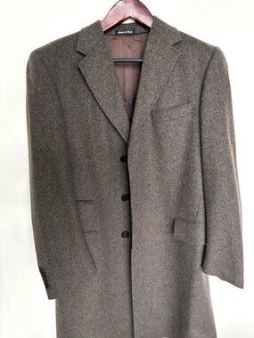 PAUL SMITH men's brown-grey wool overcoat, size M, 3-button single-breasted
